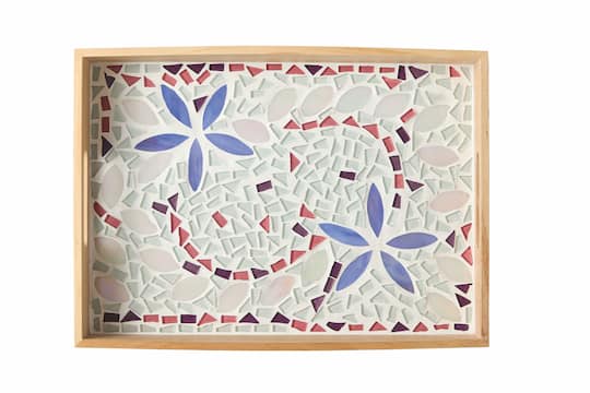 14" Purple Flower Rectangle Tray Mosaic Kit by Make Market®